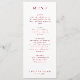 Sophisticated Peach Minimalist Menu