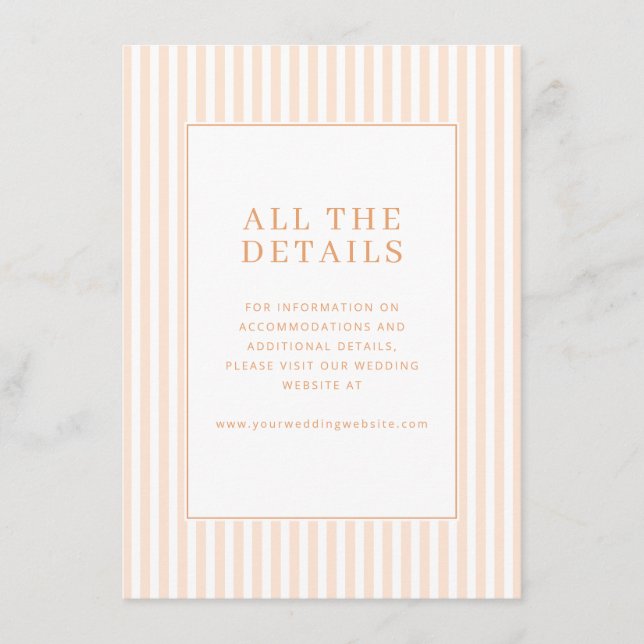 Sophisticated Peach Striped Minimalist Enclosure Card (Front)