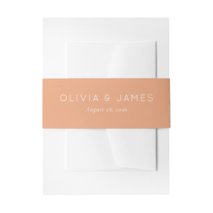 Sophisticated Peach Typographic Invitation Belly Band