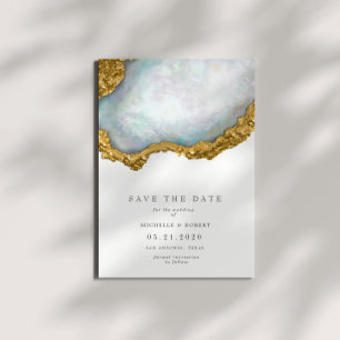 Sophisticated Pearl Agate Photo Save The Date Invitation