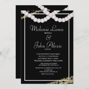 Sophisticated Pearl Foil Confetti Borders Wedding Invitation