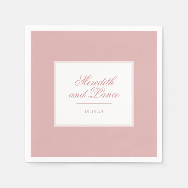 Sophisticated Pink and Blush Script Wedding Napkin (Front)