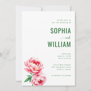 Sophisticated Pink Floral Wedding Invitation