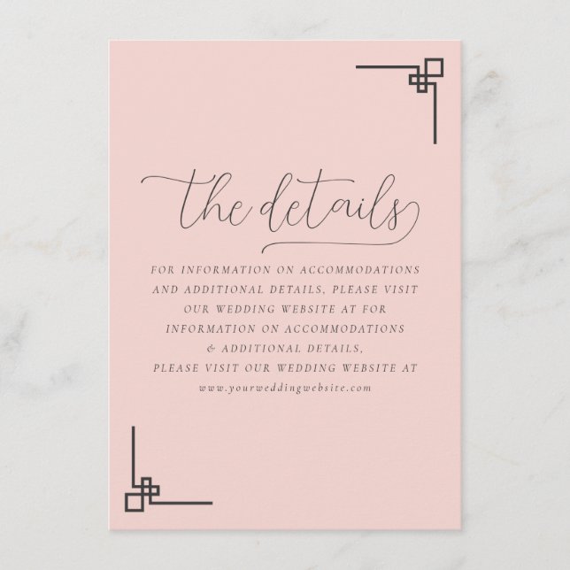 Sophisticated Pink Geometric Details Enclosure Card (Front)