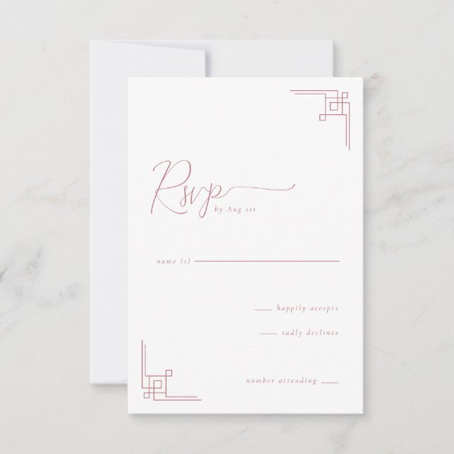 Sophisticated Pink Geometric RSVP Card (Front)