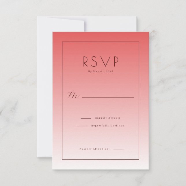 Sophisticated Pink Gradient RSVP Card (Front)
