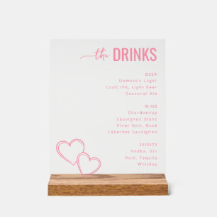 Sophisticated Pink Minimalist Beverage Menu Acrylic Sign