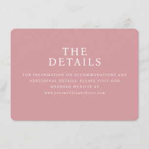 Sophisticated Pink Minimalist Wedding Details Enclosure Card