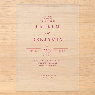 Sophisticated Pink Minimalist Wedding Invitation