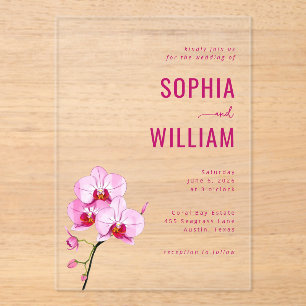 Sophisticated Pink Orchid Wedding Invitation