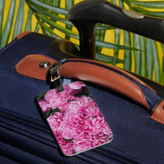 Sophisticated Pink Peony Luggage Tag (Front Insitu 1)