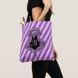 Sophisticated Pink Stripe Monogrammed Tote Bag