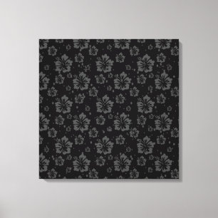 Sophisticated Plain Black Muted Floral Canvas Print