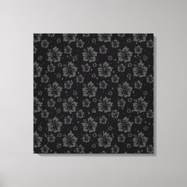 Sophisticated Plain Black Muted Floral  Canvas Print (Front)