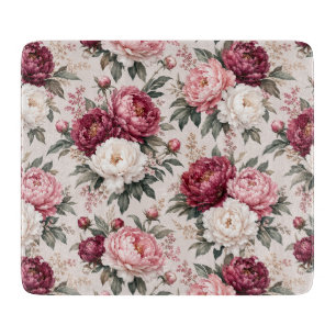 Sophisticated Premium Peony Bouquet Clusters Cutting Board