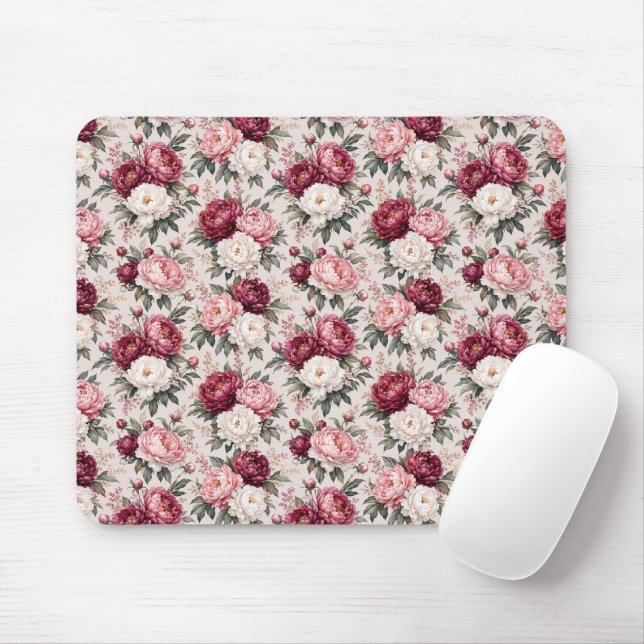 Sophisticated Premium Peony Bouquet Clusters Mouse Pad (With Mouse)
