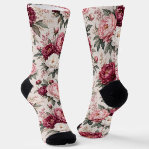 Sophisticated Premium Peony Bouquet Clusters Socks