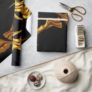 Sophisticated Presentation: Black& & Gold Abstract Wrapping Paper