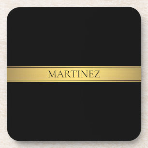 Sophisticated Presentation Faux Gold & Black Coaster