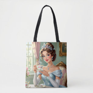 Sophisticated princess with crown elegant gown tote bag