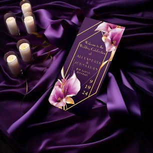 Sophisticated Purple and Gold Calla Lily Wedding Programme