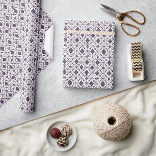 Sophisticated Purple and Silver Christmas Pattern Wrapping Paper