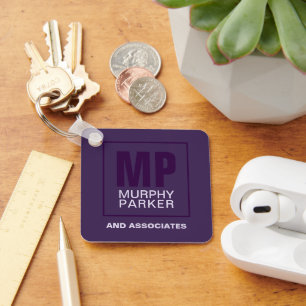 Sophisticated Purple Business Monogram Logo Key Ring