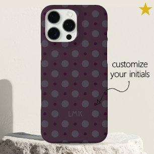 Sophisticated Purple Dots Custom Name Initials iPhone 16 Pro Max Case