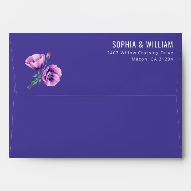 Sophisticated Purple Floral Illustration Envelope (Back (Top Flap))