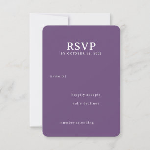 Sophisticated Purple Typographic RSVP Card