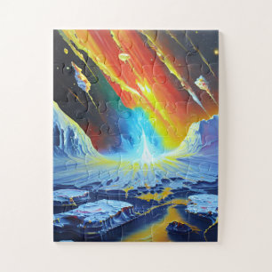 Sophisticated rainbow and glacier melting on Earth Jigsaw Puzzle