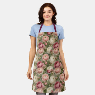 Sophisticated Ranunculus Floral Print Apron
