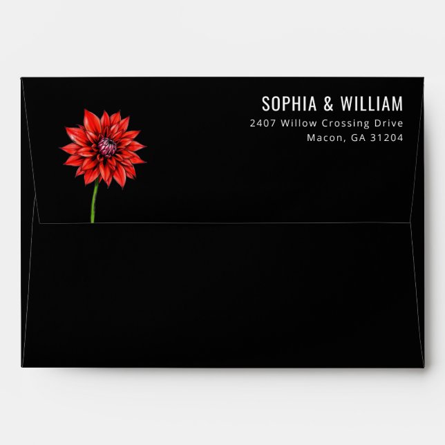Sophisticated Red Floral Minimalist Envelope (Back (Top Flap))