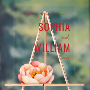 Sophisticated Red Floral Wedding Sign