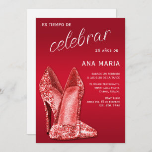 Sophisticated Red Spanish Feminine Birthday  Invitation