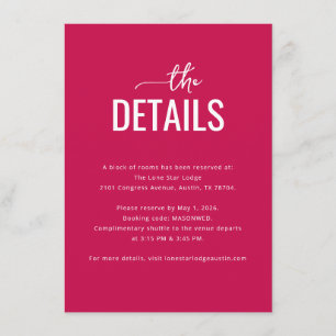 Sophisticated Red Wedding Details Card