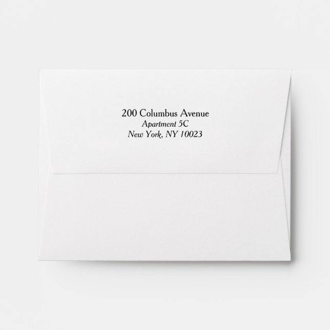 Sophisticated return address label envelope (Back (Top Flap))