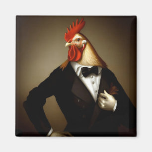 Sophisticated Rooster Painting Magnet