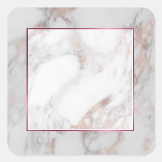 Sophisticated Rose Gold Marble Blank Template Square Sticker (Front)