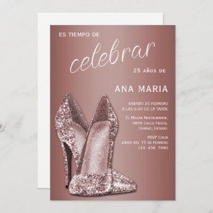 Sophisticated Rose Gold Spanish Feminine Birthday  Invitation