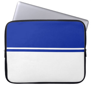 Sophisticated Royal Navy Blue White Colour Block Laptop Sleeve