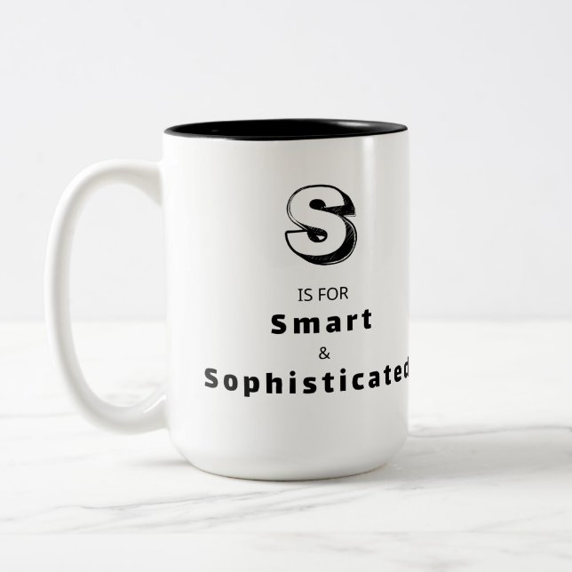 Sophisticated S - Personalised Luxury Praise Two-Tone Coffee Mug (Left)