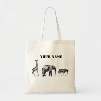 Sophisticated Safari, Giraffe, Elephant and Zebra Tote Bag