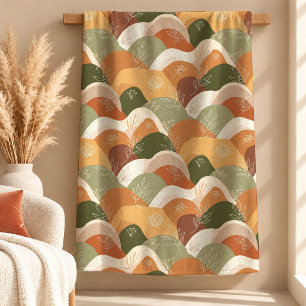 Sophisticated Sage Rust Boho Shapes Blanket Decor