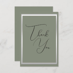 Sophisticated Sage & Silver Wedding Thank You Card