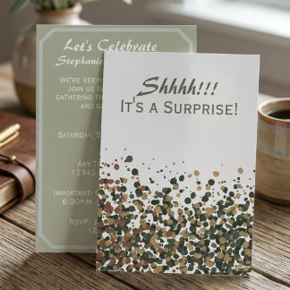 Sophisticated Sage Watercolor Surprise Celebration Invitation