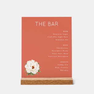 Sophisticated Salmon Pink Minimalist Bar Menu Acrylic Sign