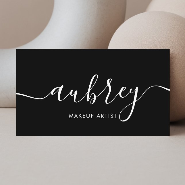 Sophisticated Script Calligraphy Minimal Black Business Card (Creator Uploaded)