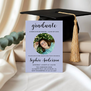 Sophisticated Script Graduation Party with Photo Invitation