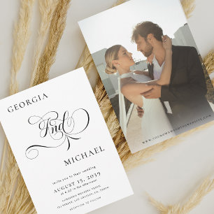 Sophisticated Script Modern Minimal Photo Wedding Invitation